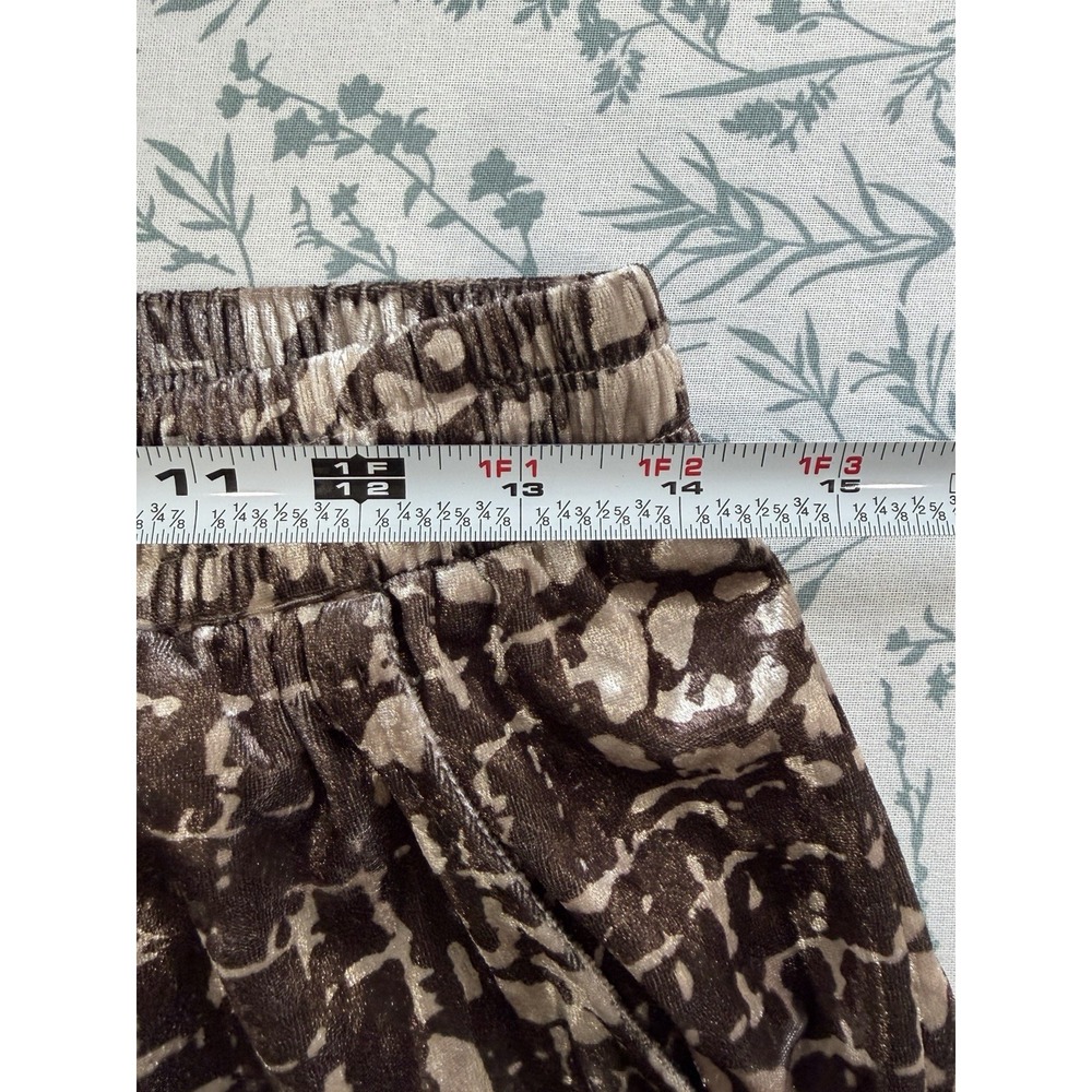 GIGIO Wide Leg Pull On Pants M Velvet Brown Abstract Print Stretch Casual Boho - Picture 6 of 9